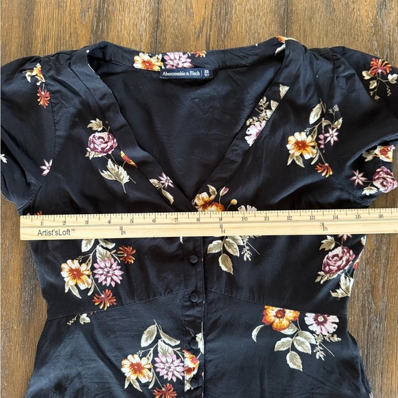 Abercrombie & Fitch Women’s Black Floral Button Up Dress Size XS - Picture 9 of 13